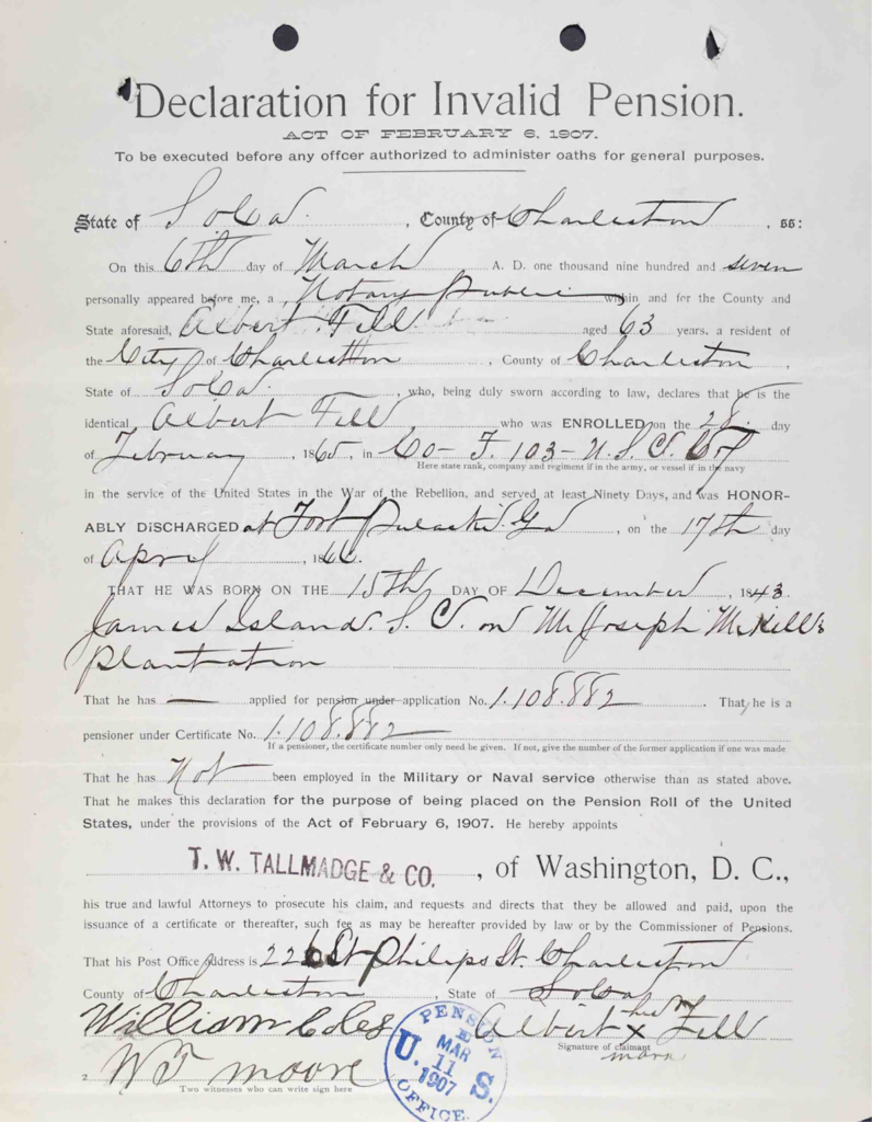 Declaration for Pension,Pension File of Albert Fell, certificate #1,108,882.