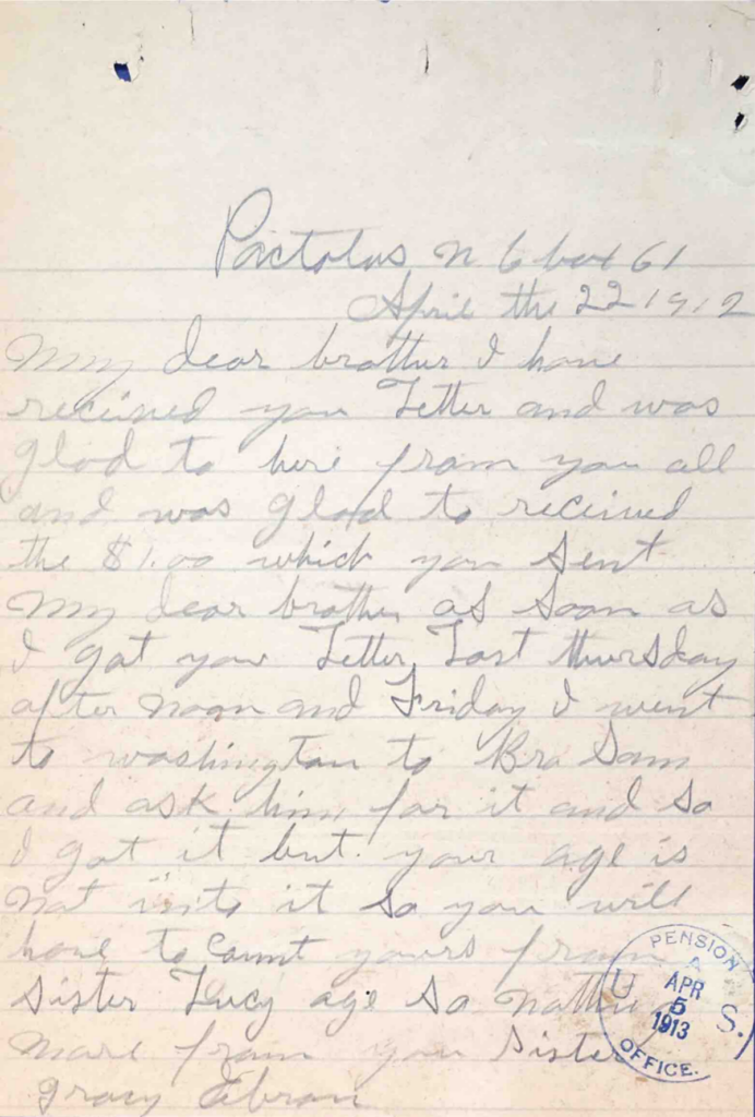 Letter Grady Perkins to James Perkins