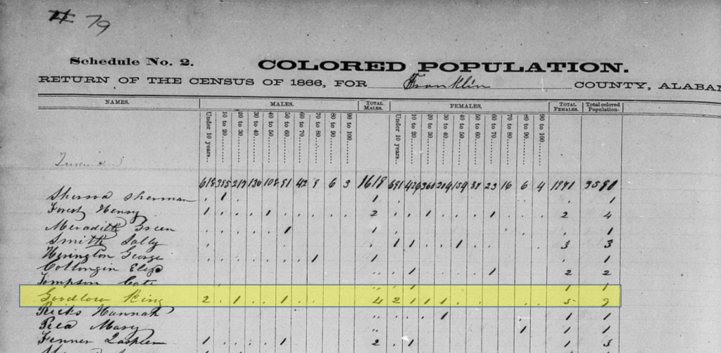 Detail From Alabama State Census, 1866