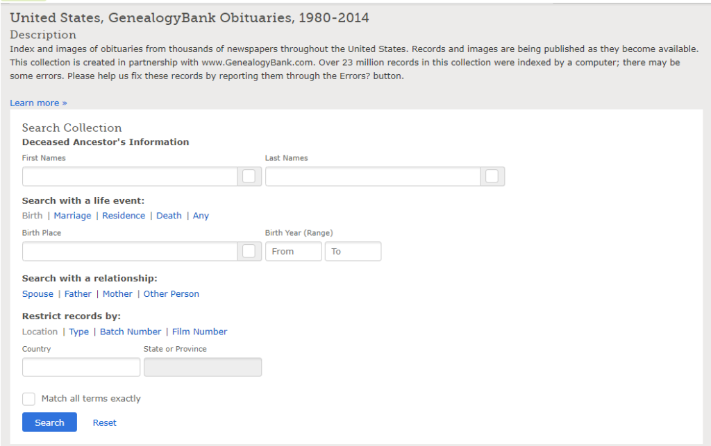 United States, GenealogyBank Obituaries, 1980-2014
