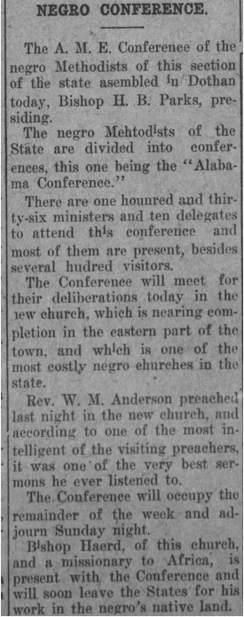 Negro Conference, Dothan Eagle, Dothan, Alabama, 20 November 1908, Friday, Page 1, https://www.newspapers.com/clip/12210840/