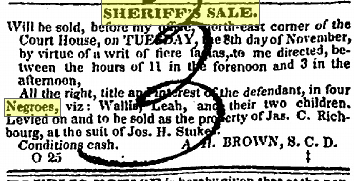 Wallis and Leah sheriff sale 1842