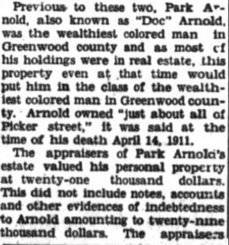 Newspaper article mentions Park Arnold