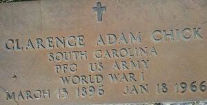 Headstone, Clarence Adam Chick (1896-1966)
