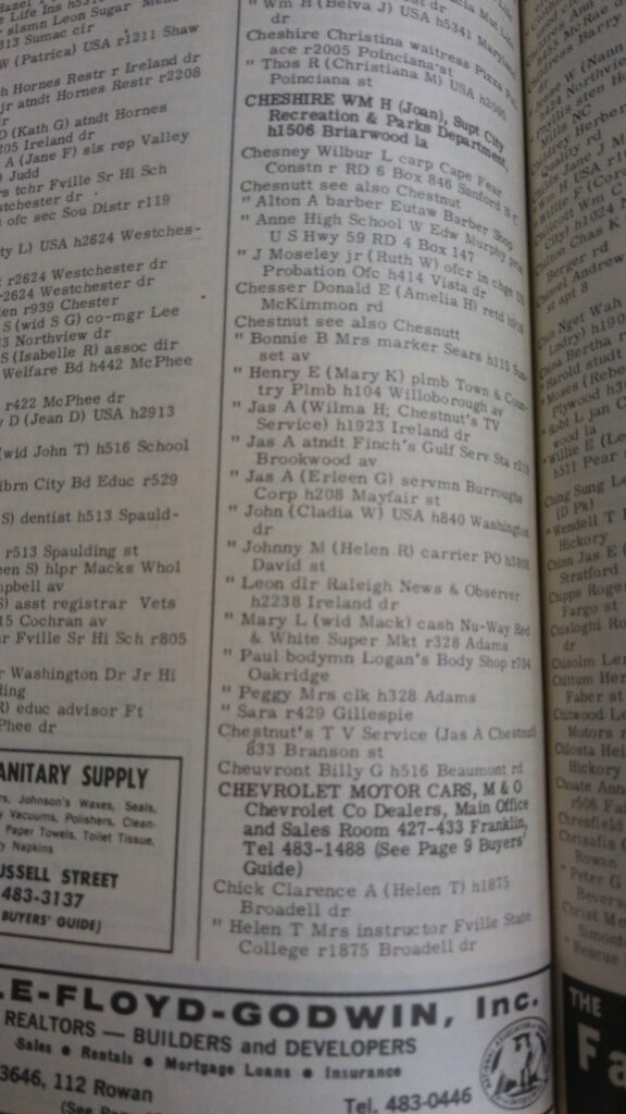 Clarence Chick City Directory
