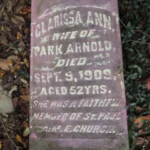 Clarissa Arnold headstone, Save All Cemetery.  Photo Taken by Jim Ravencraft, April 2012.