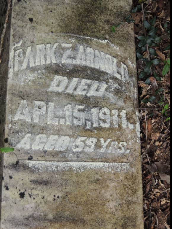 Park Z. Arnold headstone, Save All Cemetery.  Photo Taken by Jim Ravencraft, April 2012.