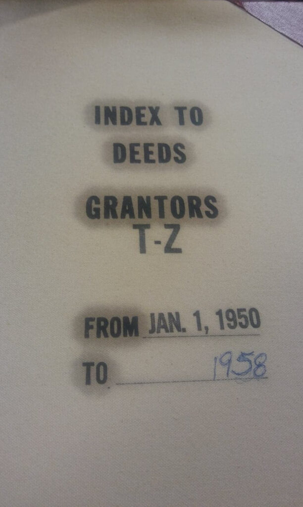 Richland County, South Carolina, Index to Deeds, Grantors T-Z, From Jan. 1, 1950 to 1958, Register of Deeds, Columbia, South Carolina. Photo by Ellis McClure.