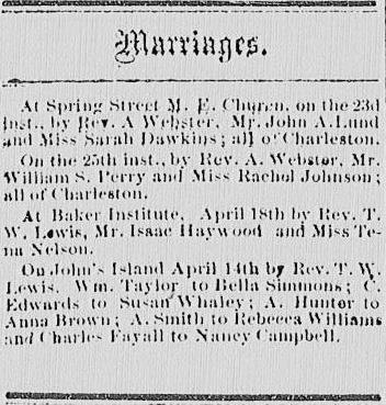 Chs Advocate Marriage Notices (Charleston, S.C.) 1867-1868, April 27, 1867, Image 3