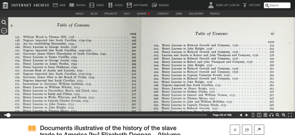 Documents Illustrative of the History of The Slave Trade to America