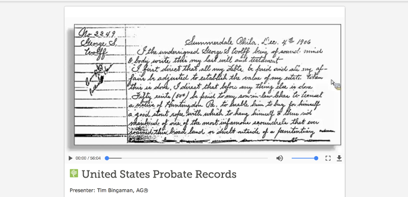 FS Probate Records Courses — FamilySearch.org