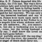 Faison Mrs SP Obituary 1897 Raleigh NC