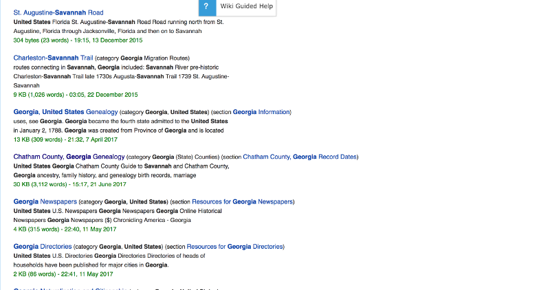 FamilySearch Wiki Search results for Savannah