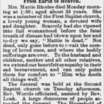 Mattie Rhodes Obituary 1897 Raleigh NC