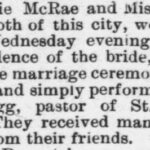 McRae and Mitchell Marriage Notice Raleigh NC