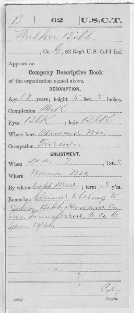Walker Bibb in Civil War Service Records
