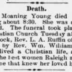 Moaning Young Obituary 1896 Raleigh NC
