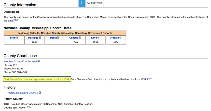 FamilySearch Wiki Page Noxubee County MS, Circuit Court Records Detail