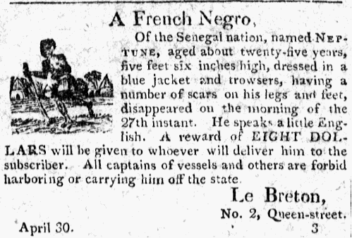 Runaway Slave Advertisement for a Slave from Senegal