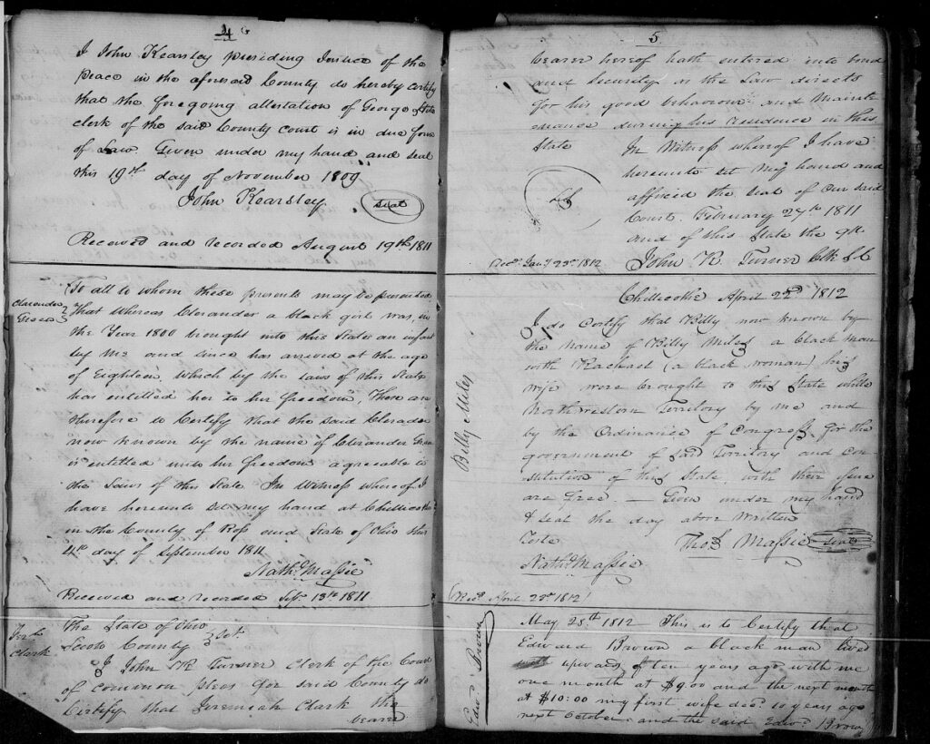 Record of Negros, 1804-1855, Ross County, Ohio