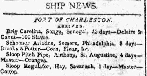 Shipping News. Charleston City Gazette