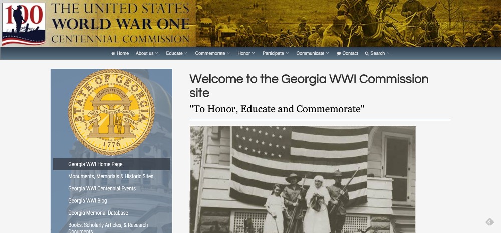 Georgia WWI Home Page World War I Centennial