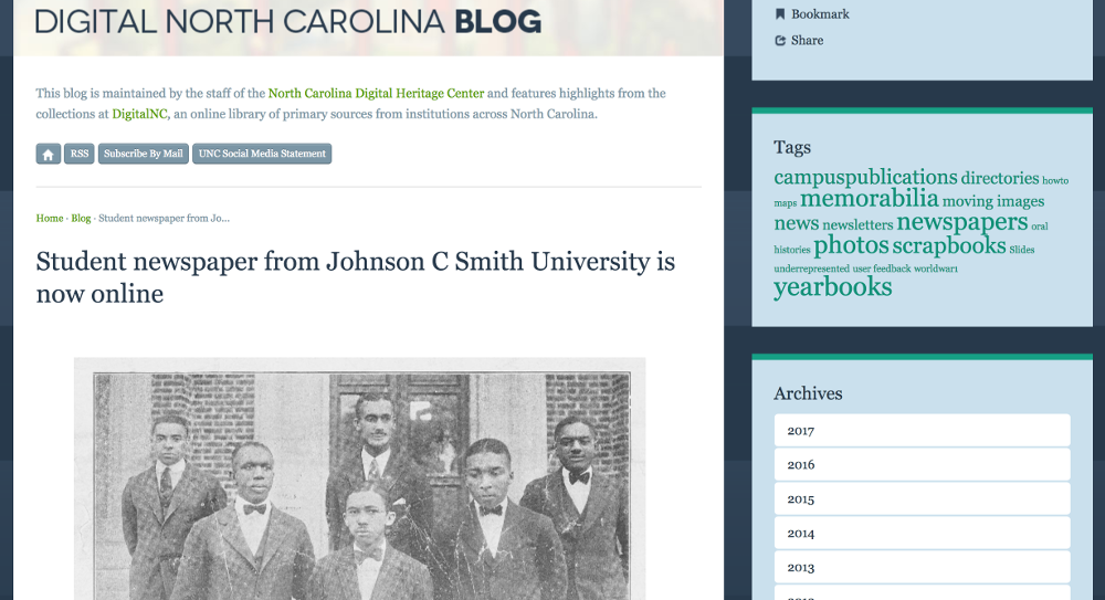 Student newspaper from Johnson C Smith University is now online · DigitalNC