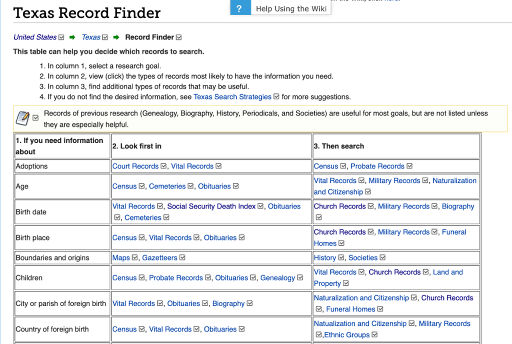 Texas Record Finder FamilySearch Wiki